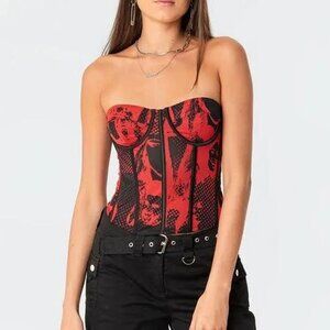 EDIKTED Aly Mesh Corset Top